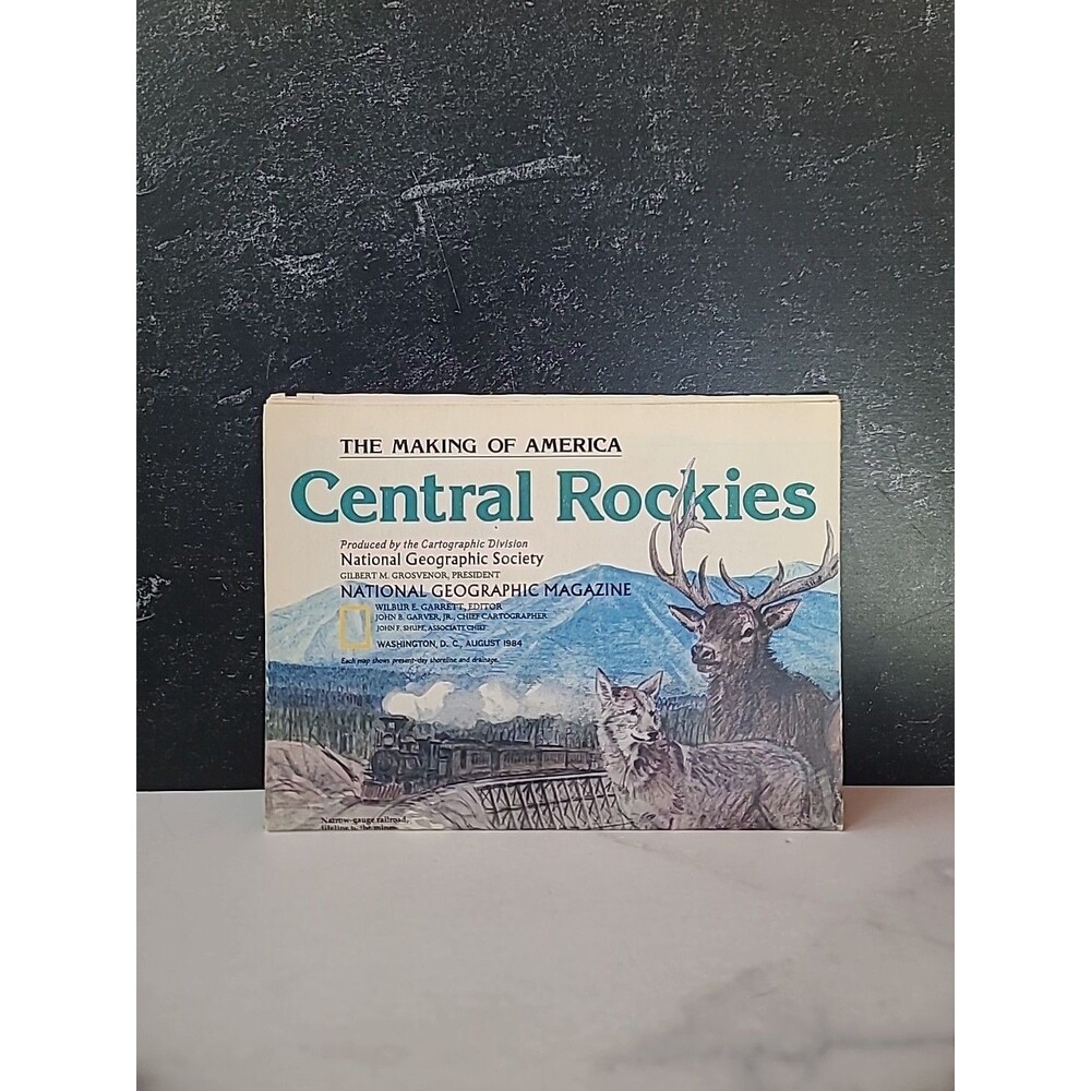 National Geographic August 1984 Map The Making of America Central Rockies READ